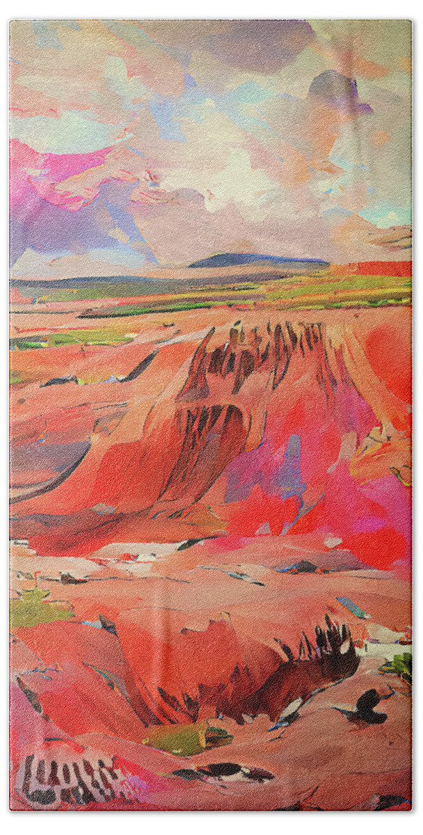 Painted Desert Bath Towel featuring the digital art Painted Desert #1 by Deborah League