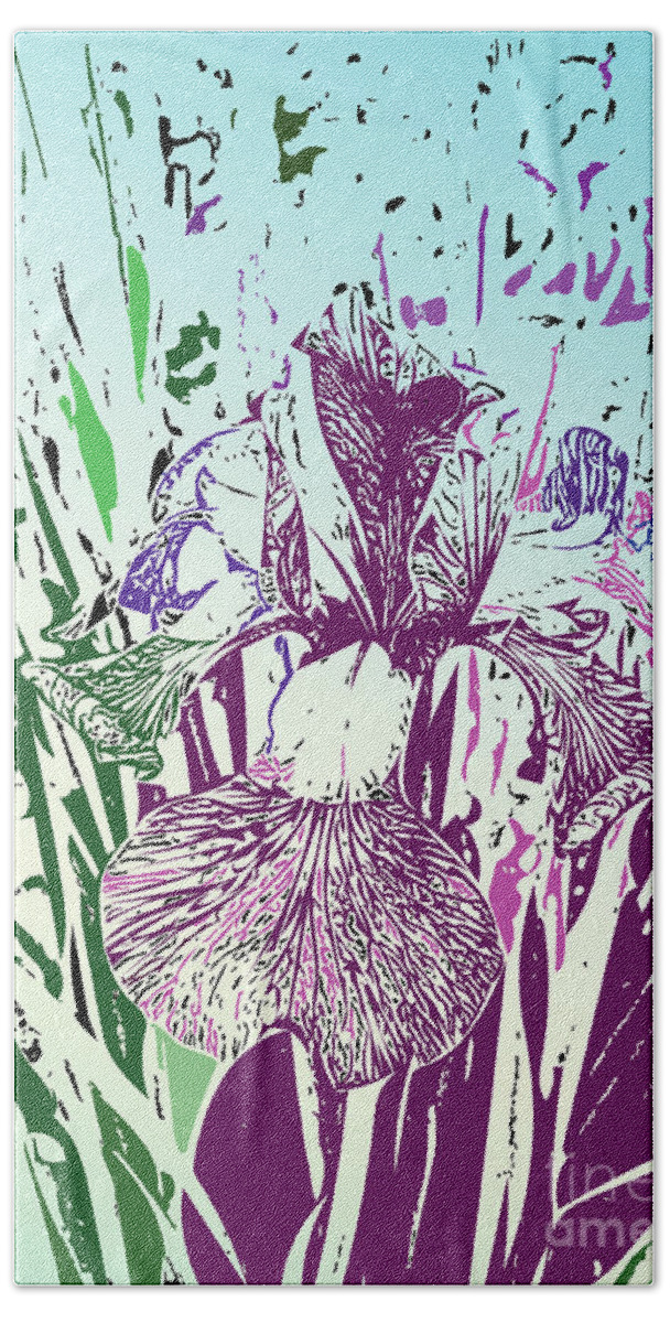 Iris Hand Towel featuring the digital art Painted Iris by Bentley Davis