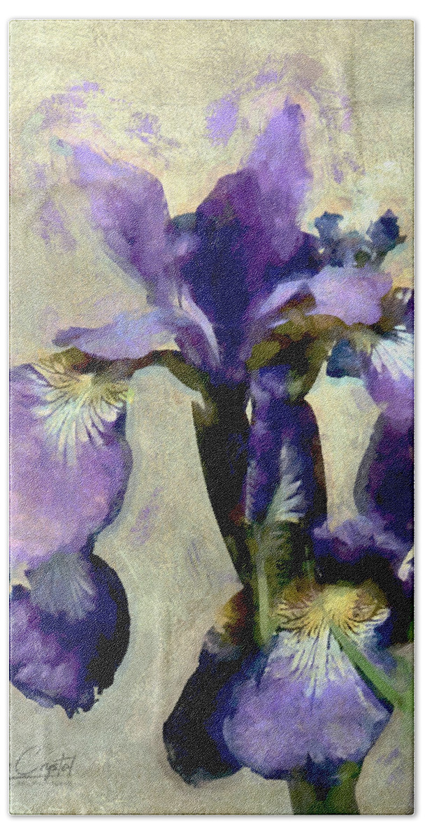 Iris Hand Towel featuring the photograph Painted Irises by Rene Crystal