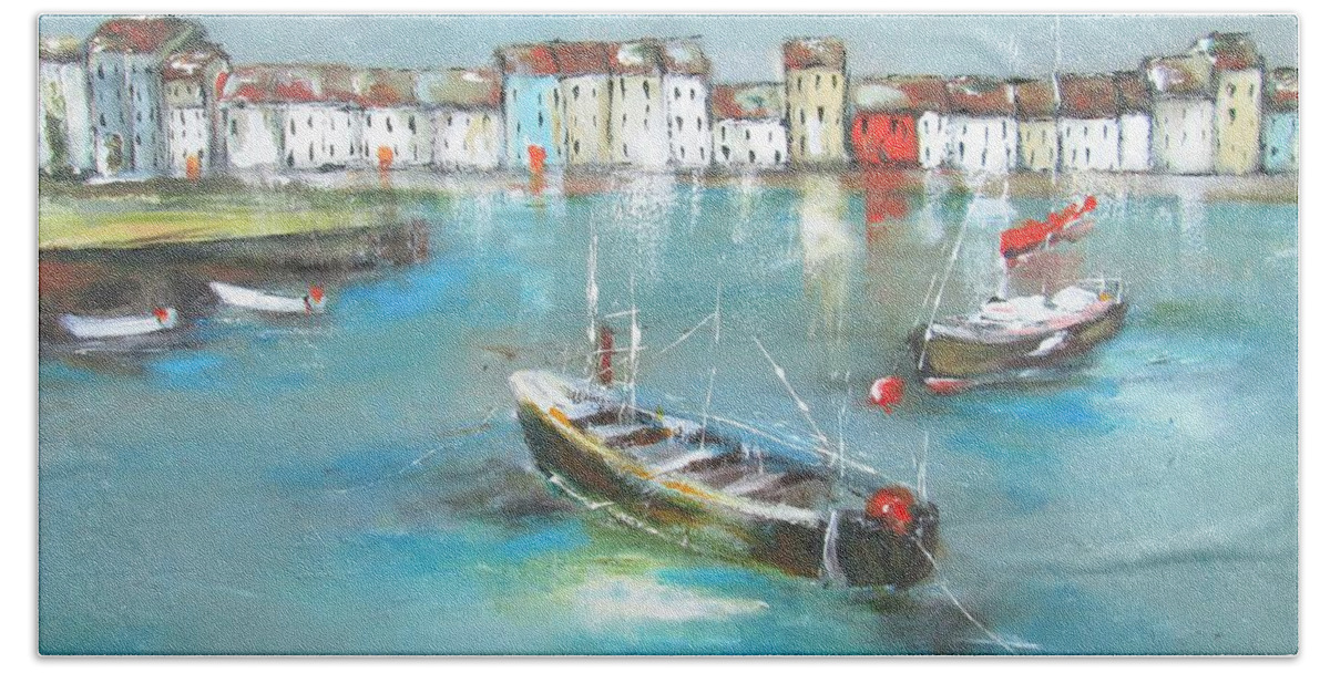Galway Paintings Bath Towel featuring the painting Paintings Of Galway by Mary Cahalan Lee - aka PIXI