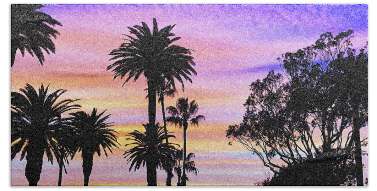Sunset Bath Towel featuring the photograph Palm Sunset - No. 1 by Doc Braham