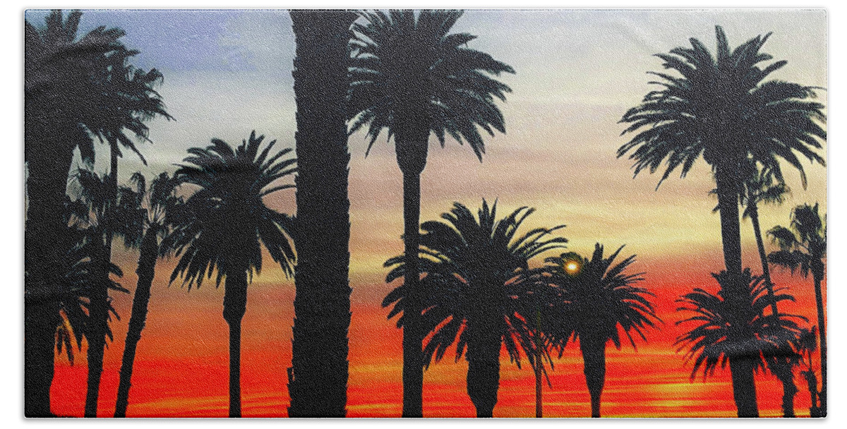 California Hand Towel featuring the photograph Palm Sunset - No. 3 by Doc Braham