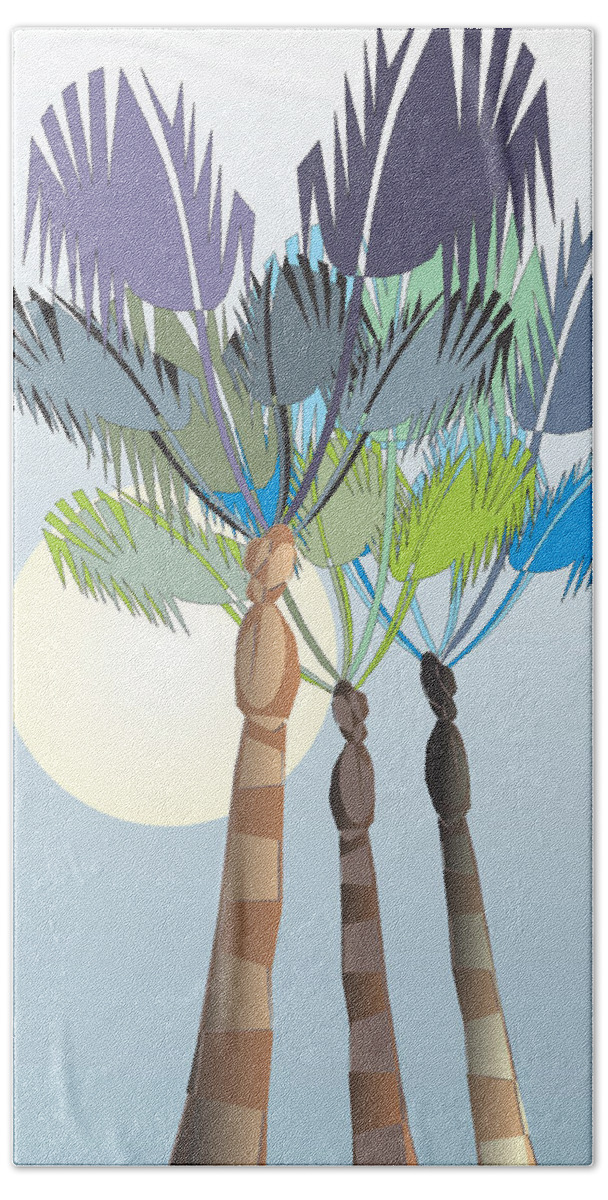 Palm Tree Hand Towel featuring the digital art Palm Tree Blue by Ted Clifton