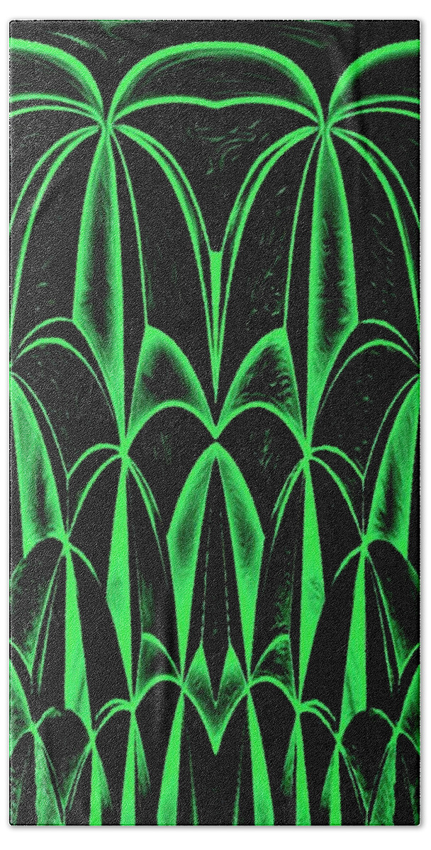 Digital Bath Towel featuring the digital art Palm Tree Green by Ronald Mills