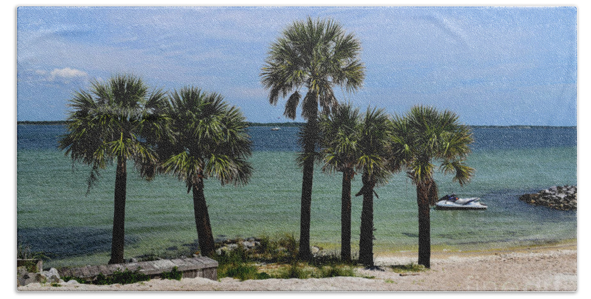Palm Hand Towel featuring the photograph Palm Trees on Pensacola Beach by Beachtown Views