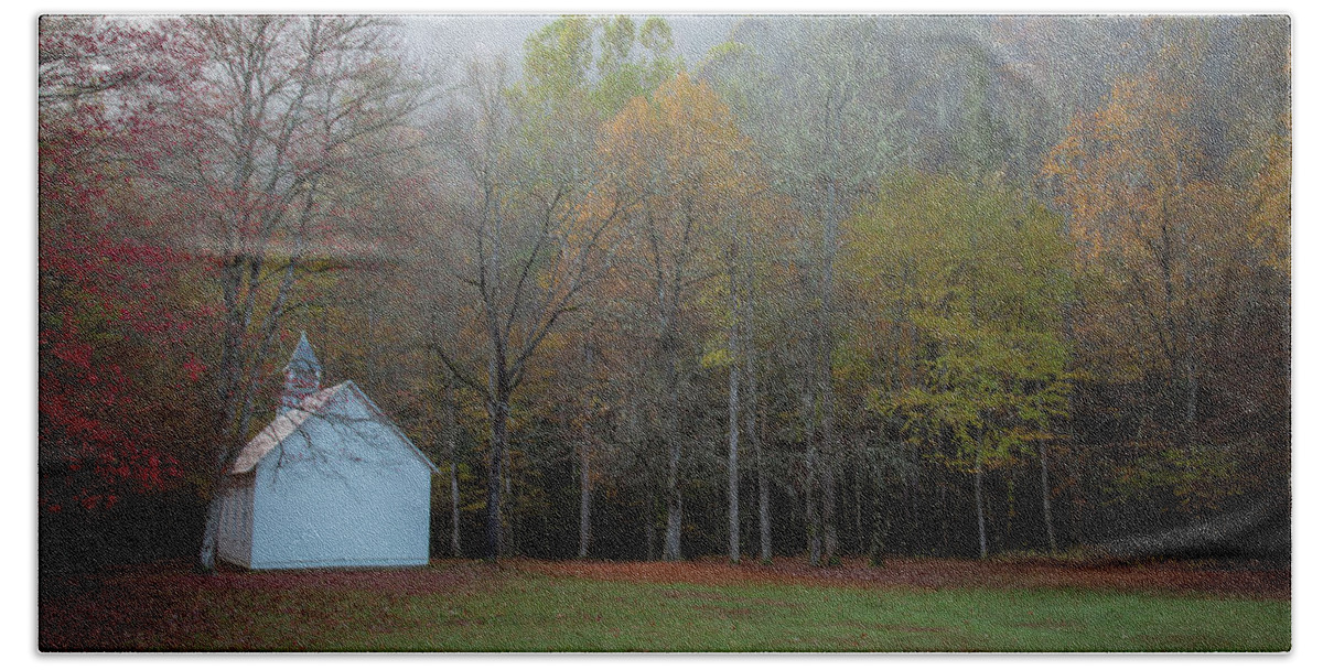 Blue Ridge Parkway Bath Towel featuring the photograph Palmer Chapel in Cataloochee Valley by Robert J Wagner