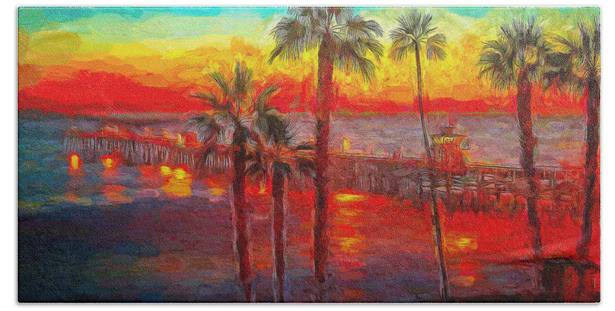 Paint Hand Towel featuring the painting Palms kingdom 2 by Nenad Vasic
