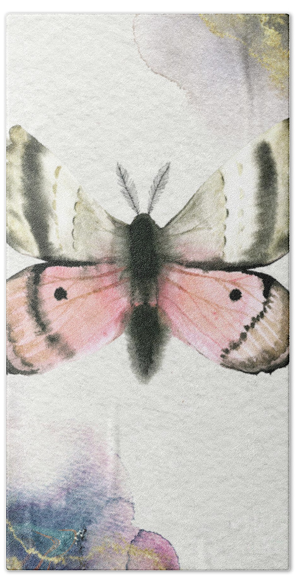 Pandora Moth Hand Towel featuring the painting Pandora Moth by Garden Of Delights
