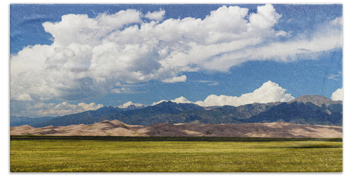 Colorado Bath Towel featuring the photograph Panorama of Great Sand Dunes NP by Steven Heap