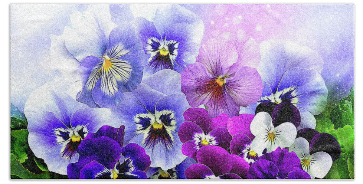 Pansy Bath Towel featuring the digital art Pansy Power by Dave Lee