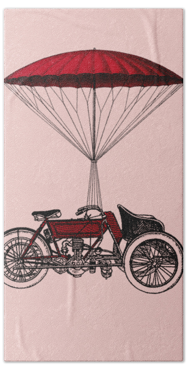 Moto Hand Towel featuring the digital art Parachute Motorcycle Decor by Madame Memento