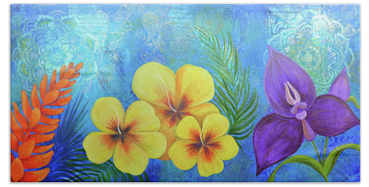 Magnolia Hand Towel featuring the painting Paradise in Bloom II by Shadia Derbyshire