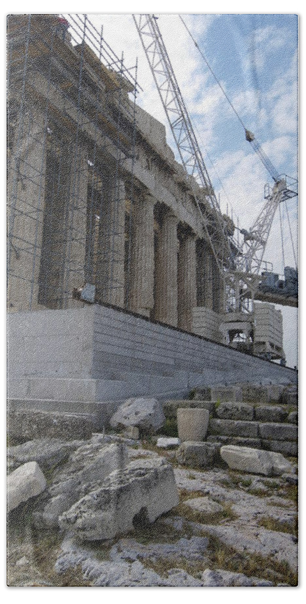 Greece Hand Towel featuring the photograph Parthenon facade by Lisa Mutch