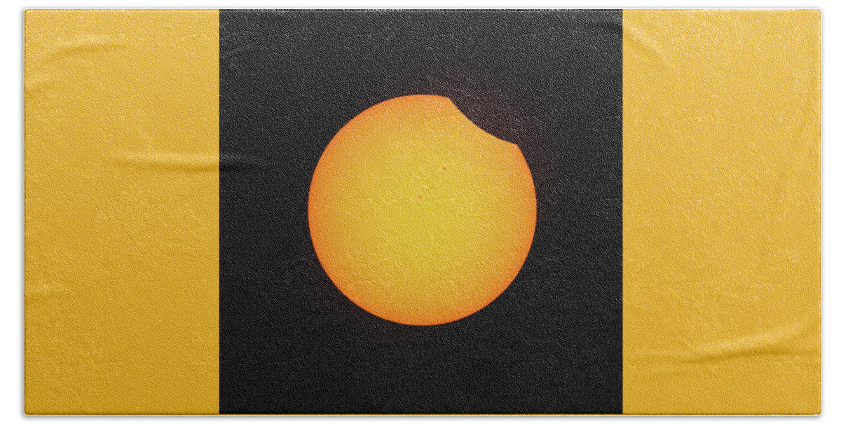 Solar Eclipse Bath Towel featuring the photograph Partial Solar Eclipse by David Beechum