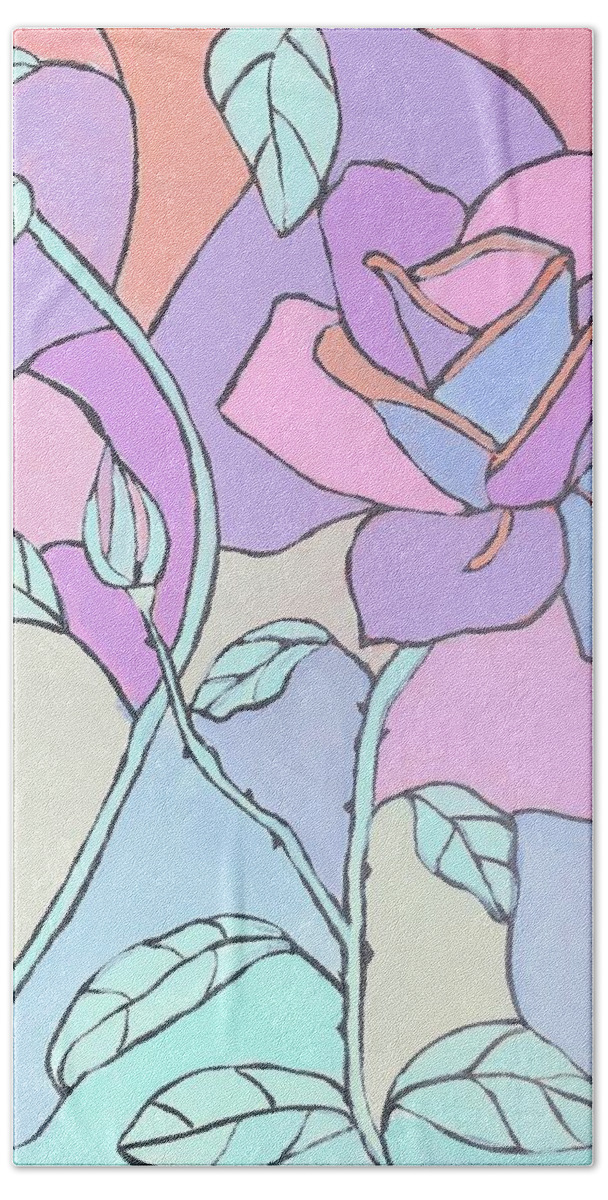  Bath Towel featuring the painting Pastel Roses by Jam Art
