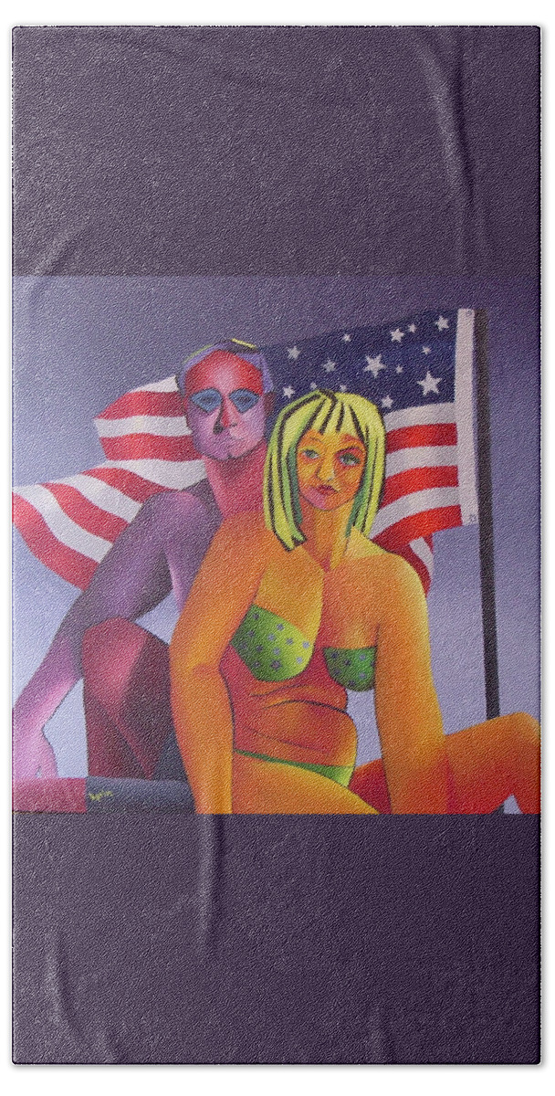 Figurative Hand Towel featuring the painting Patriotic Couple by Karin Eisermann