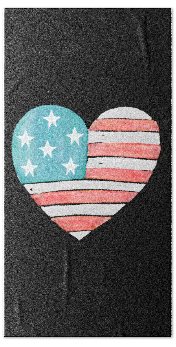 Funny Hand Towel featuring the digital art Patriotic I Love The Usa Flag by Flippin Sweet Gear