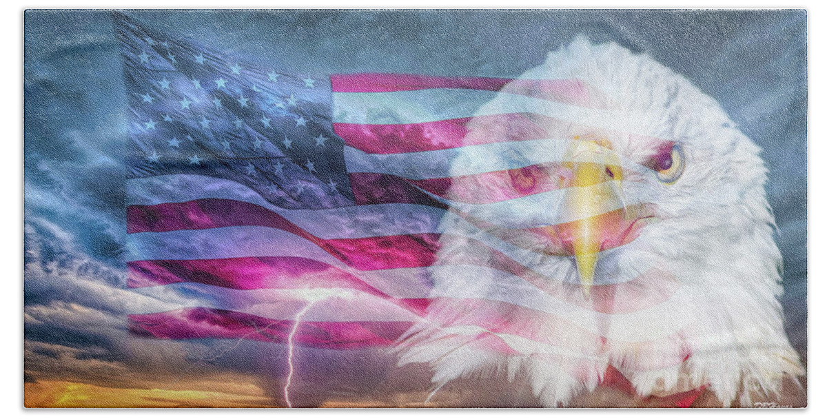 Eagles Bath Towel featuring the photograph Patriotic Sky III by DB Hayes