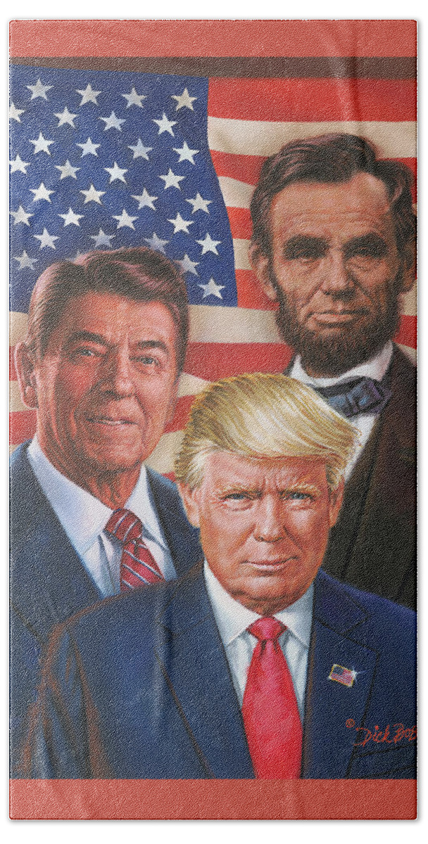 Portraits Hand Towel featuring the painting Great American Patriots by Dick Bobnick