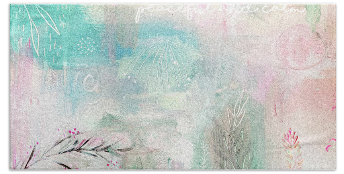 Peaceful And Calm Bath Towel featuring the mixed media Peaceful and calm by Claudia Schoen