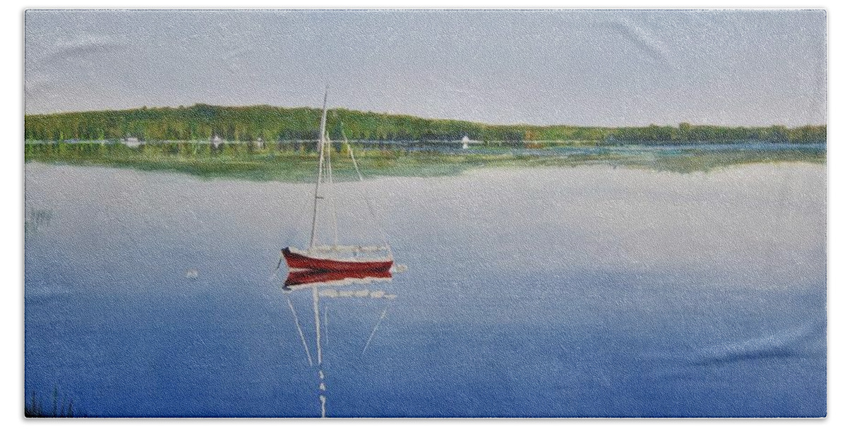 Nova Scotia Bath Towel featuring the painting Peaceful Morning by Christine Kfoury