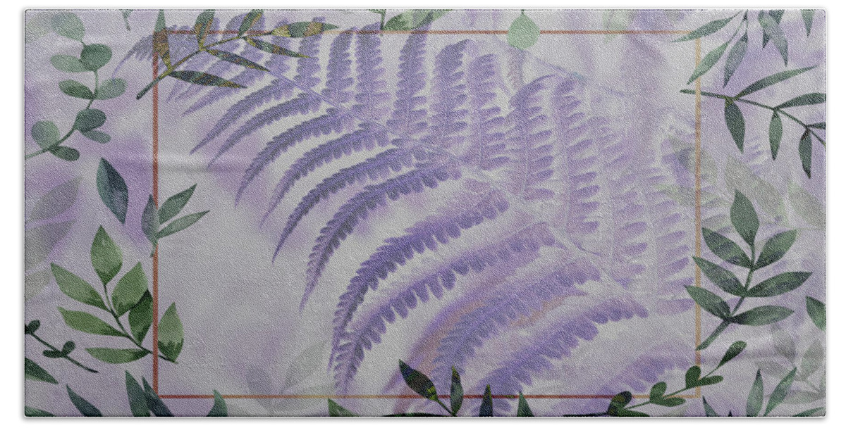 Fall Bath Towel featuring the digital art Peaceful Nature Art in Lacy Ferns by Debra and Dave Vanderlaan