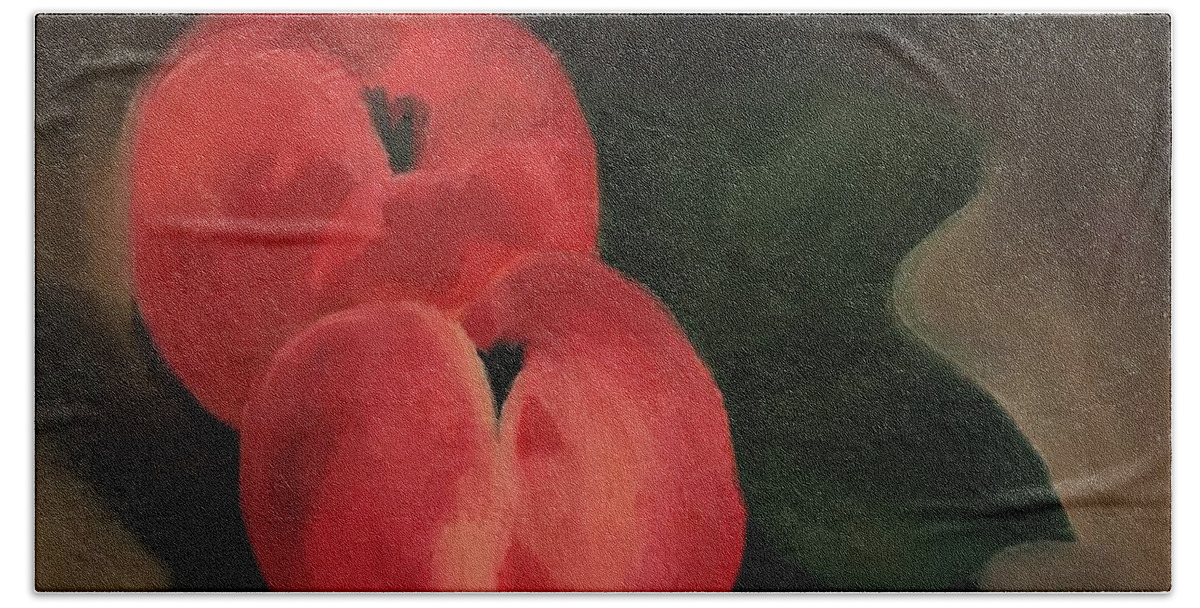 Original Art Work Bath Towel featuring the painting Peaches by Theresa Honeycheck