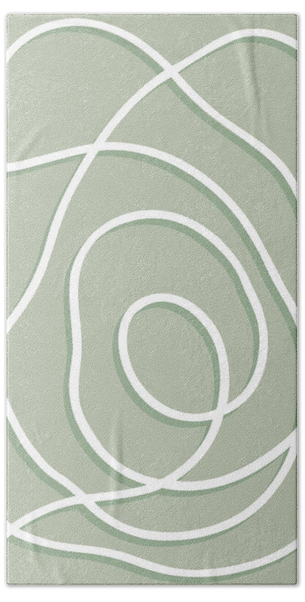 Nikita Coulombe Hand Towel featuring the painting Pearl Drop 6 in mint by Nikita Coulombe