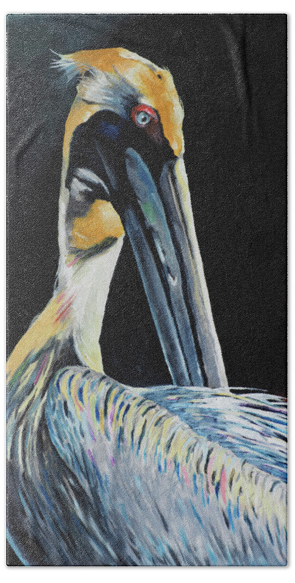 Pelican Bath Towel featuring the painting Pectit Sub Sole by David Bader