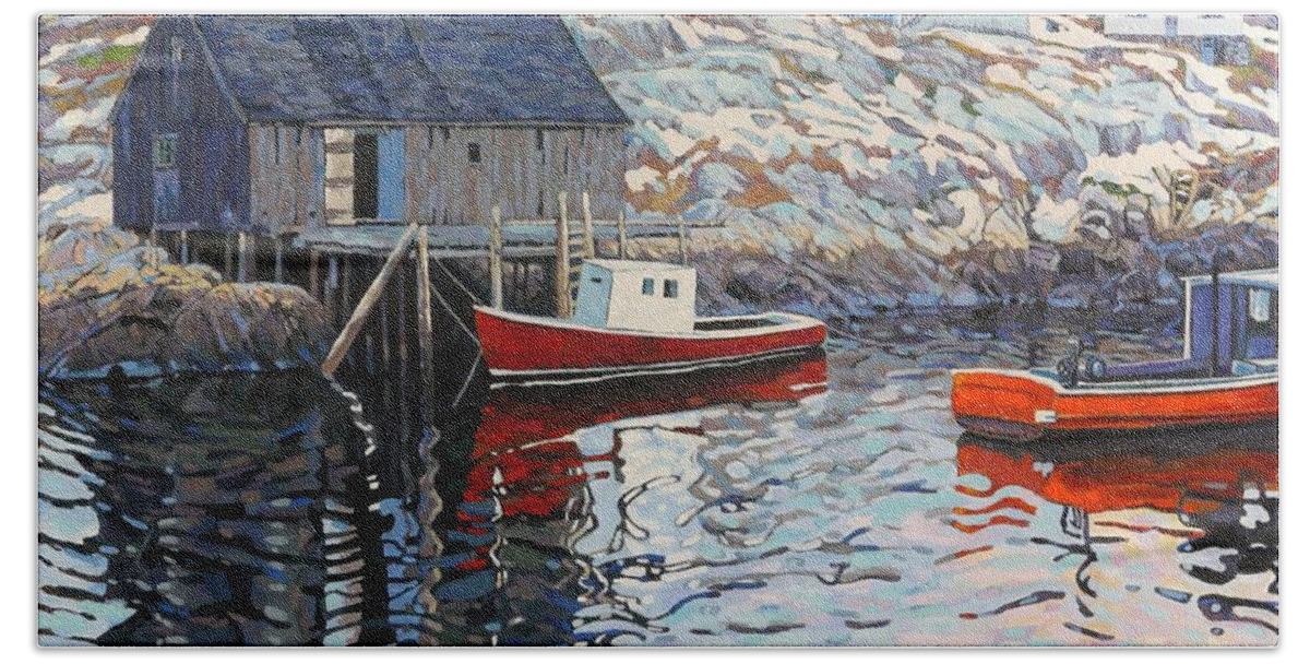 2399 Bath Towel featuring the painting Peggy's Cove Memories by Phil Chadwick