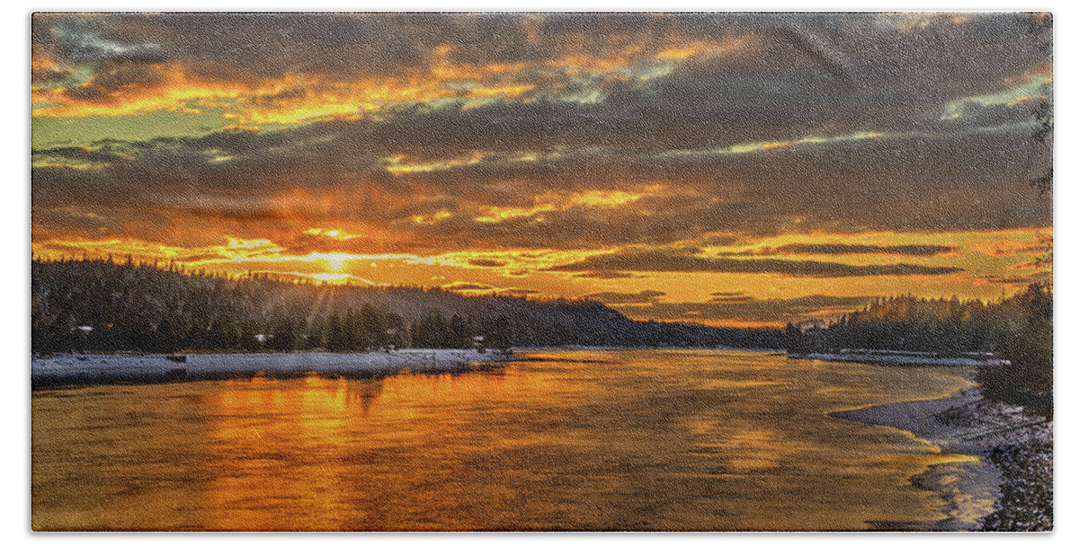 Pend Oreille River Bath Towel featuring the photograph Pend Oreille River Sunset 2 by Dan Eskelson
