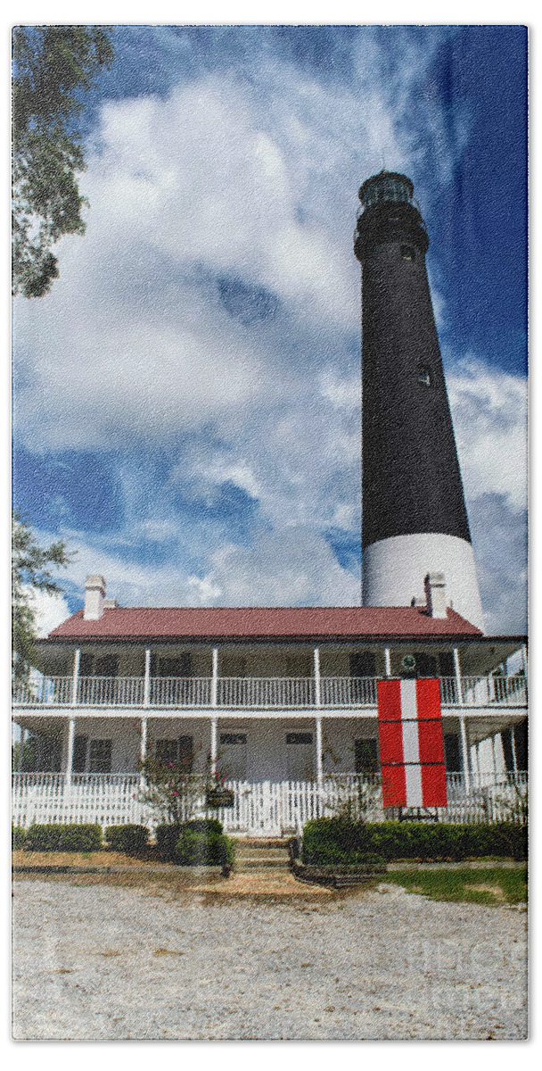 Pensacola Hand Towel featuring the photograph Pensacola Florida Lighthouse by Beachtown Views