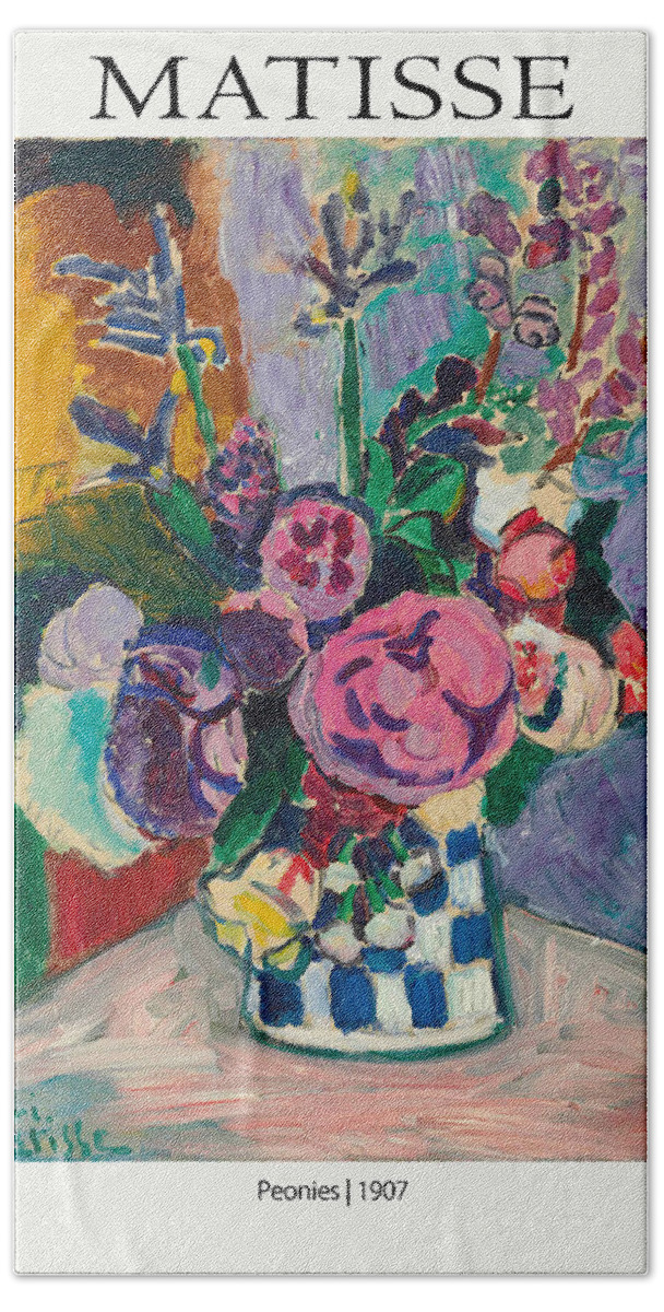 Henri Matisse Hand Towel featuring the painting Peonies - 1907 by Henri Matisse