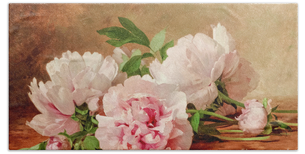 Peonies Bath Towel featuring the photograph Peonies by Carlos Diaz