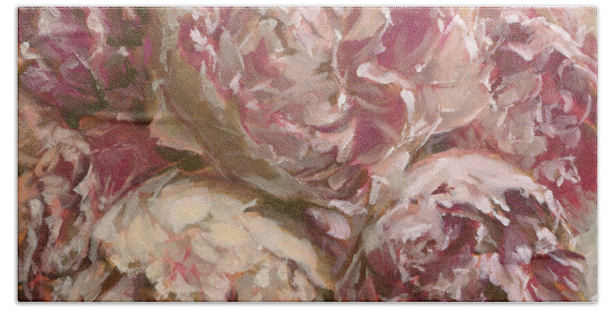 Peonies Hand Towel featuring the painting Peony Bouquet by Roxanne Dyer