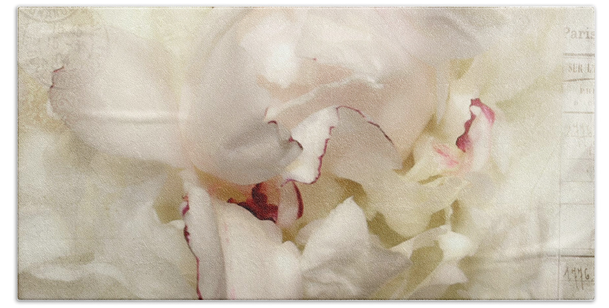 Flower Bath Towel featuring the photograph Peony - French Papers by Karen Lynch