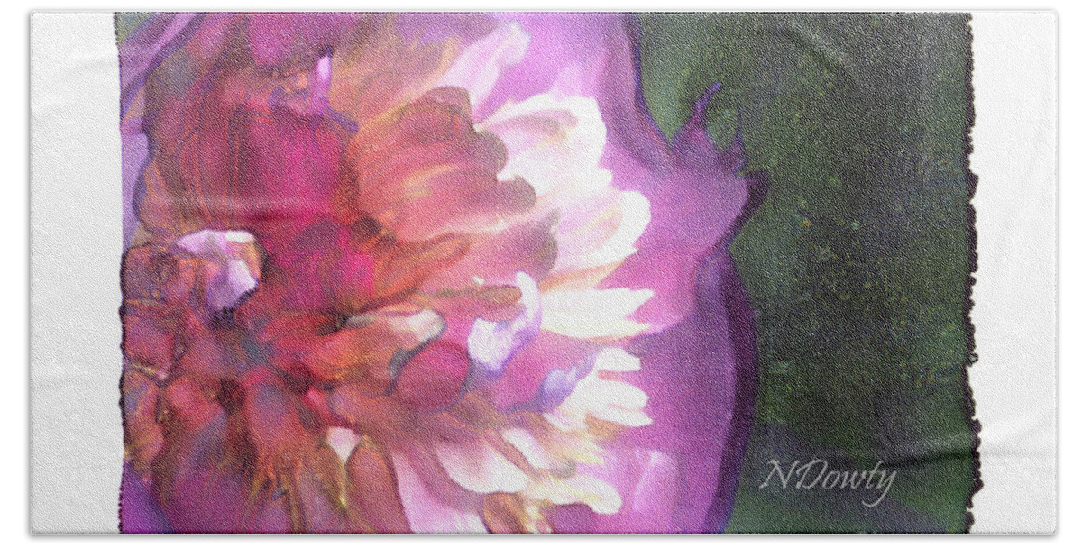 Peony Ink Print Hand Towel featuring the photograph Peony Ink Print by Natalie Dowty