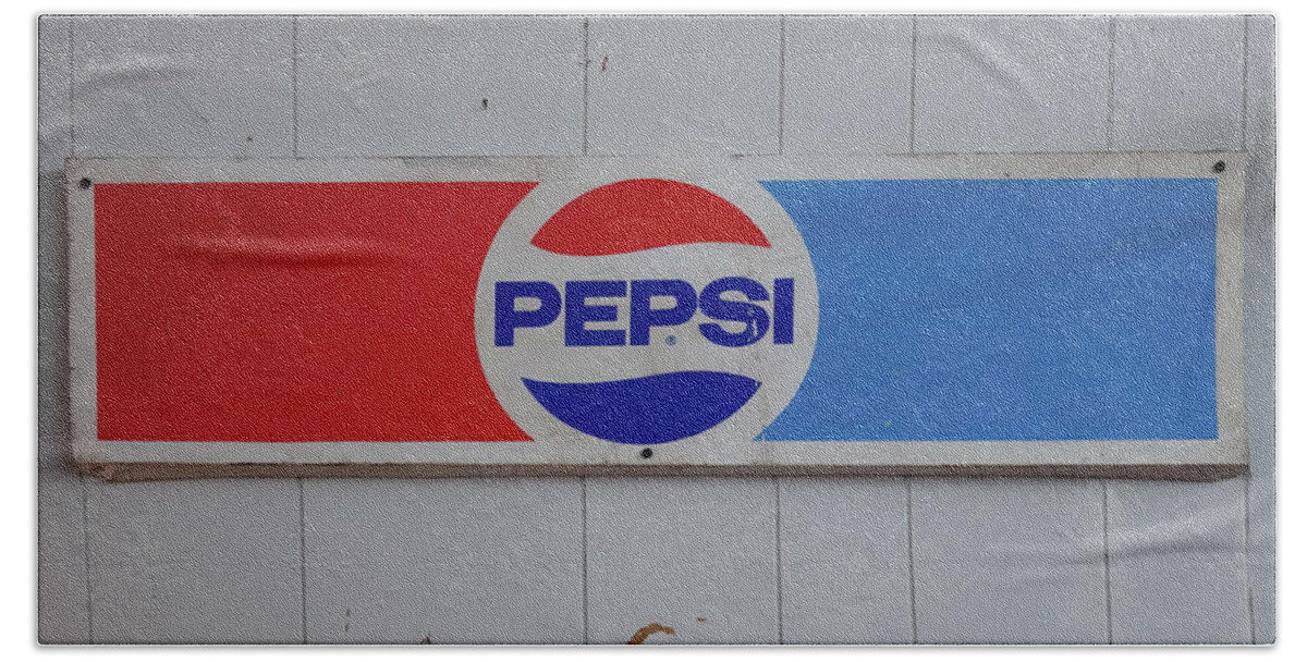 Pepsi Sign Wood Bath Towel featuring the photograph Pepsi Sign wood by Flees Photos