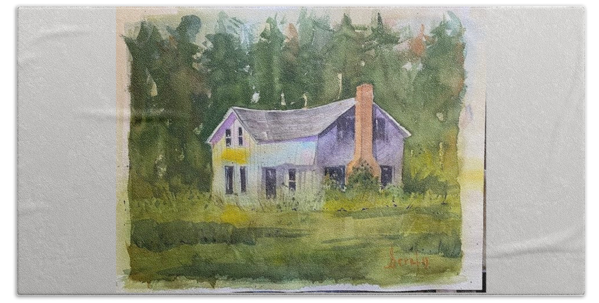 Watercolor Hand Towel featuring the painting Perry Barn by Scott Serafy