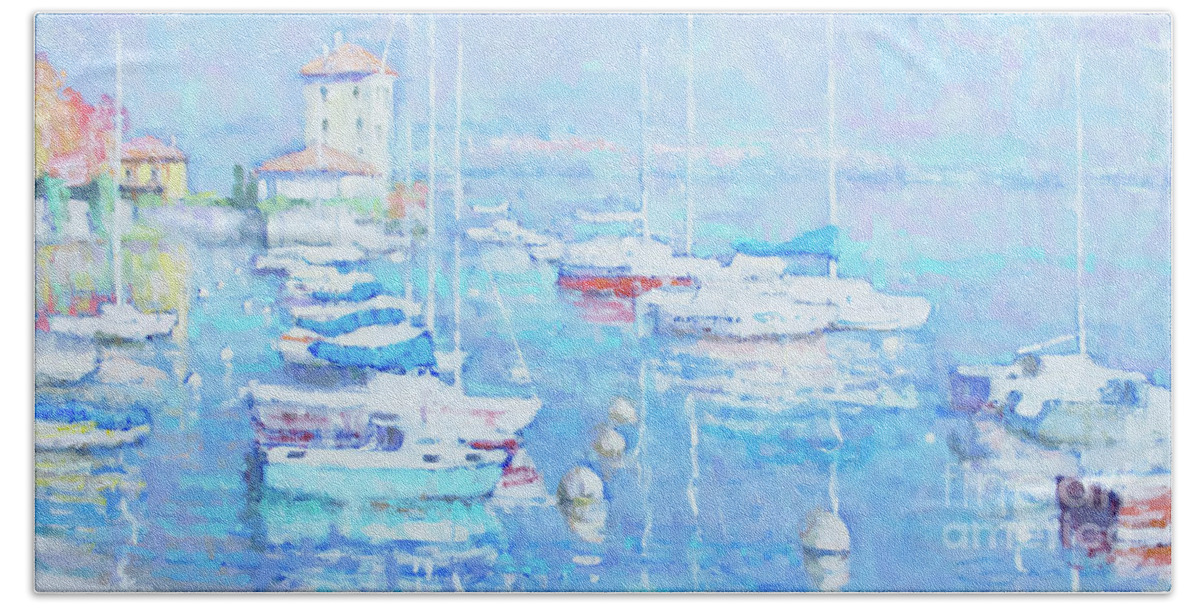 Pescallo Bath Towel featuring the painting Pescallo by Jerry Fresia