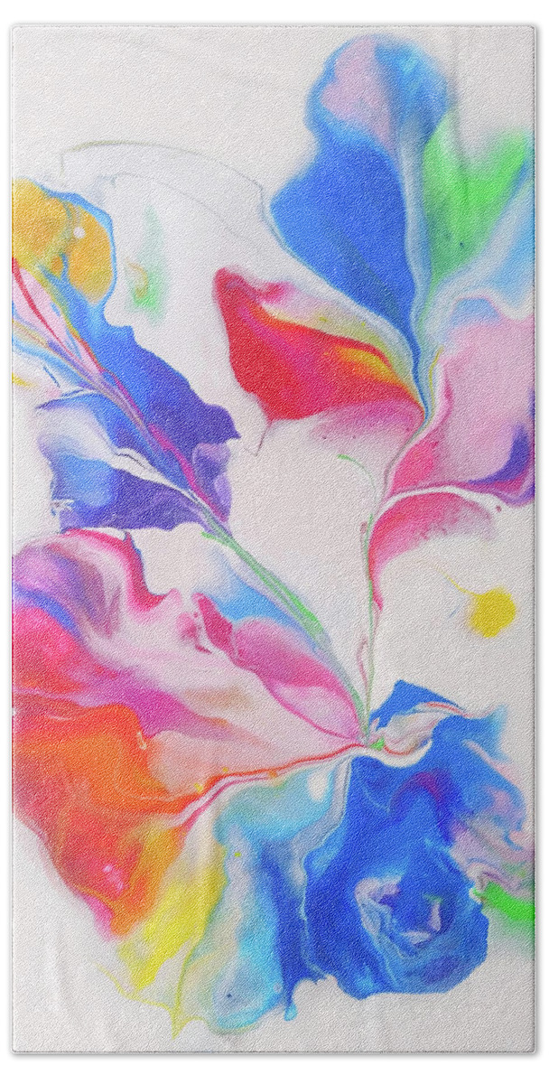 Rainbow Colors Hand Towel featuring the painting Petals 3 by Deborah Erlandson