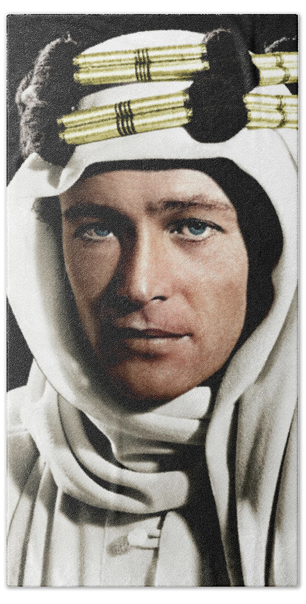 Peter Hand Towel featuring the mixed media Peter O'Toole in ''Lawrence of Arabia'' by Stars on Art