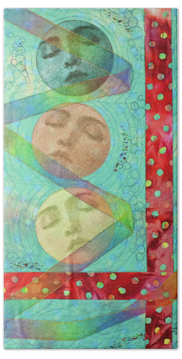 Phases Bath Towel featuring the mixed media Phases 2 by Vivian Aumond