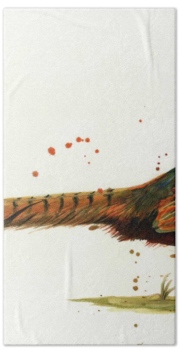Pheasant Bird Bath Towel featuring the painting Pheasant 2 by Juan Bosco