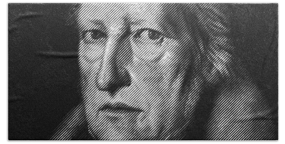 Hegel Bath Towel featuring the digital art philosopher Hegel, portrait by Cu Biz
