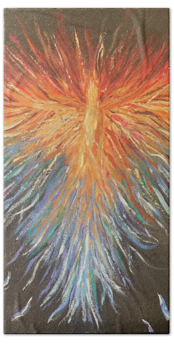 Phoenix Hand Towel featuring the painting Phoenix Rising by Lisa White