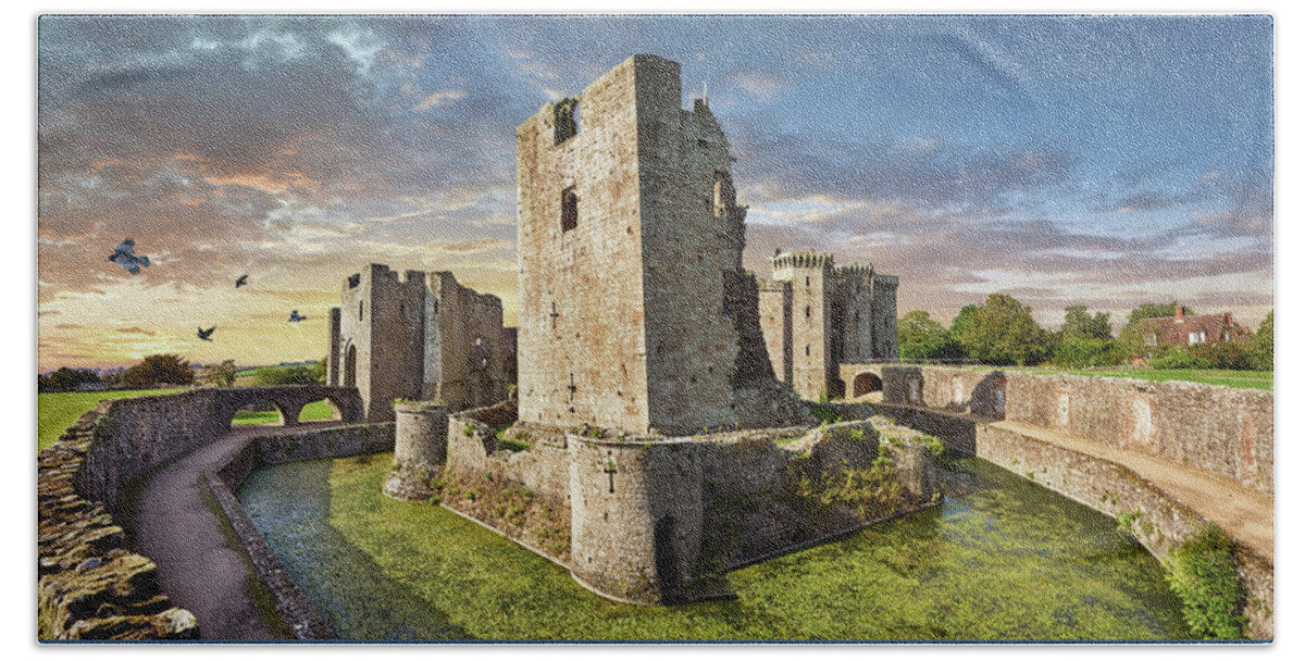 Raglan Castle Hand Towel featuring the photograph Photo of the picturesque Raglan Castle Wales #1 by Paul E Williams
