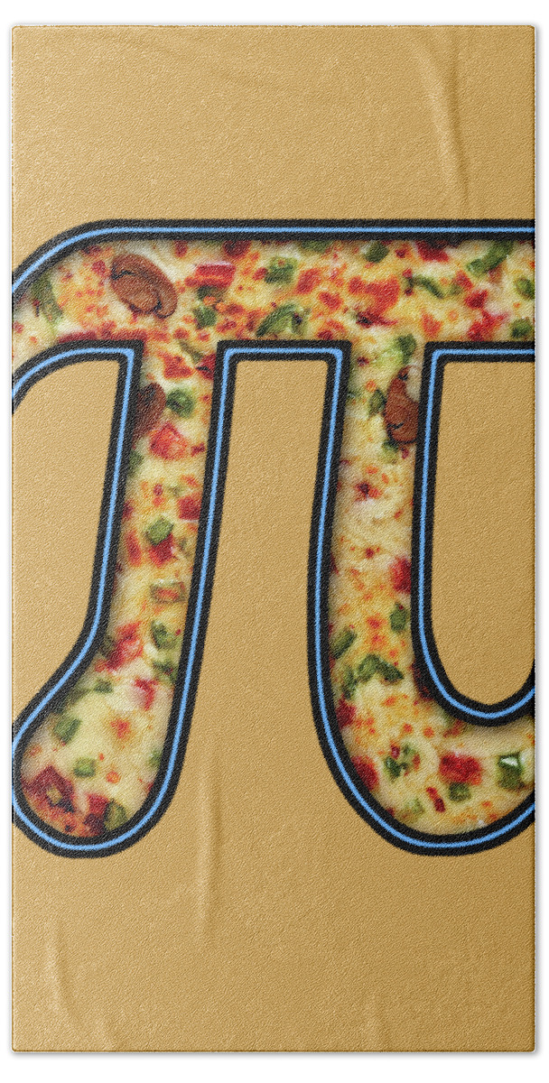 Pizza Bath Towel featuring the digital art Pi - Food - Pizza Pie by Mike Savad