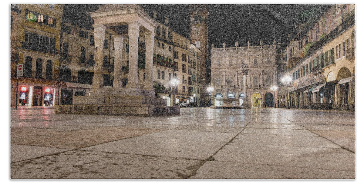 Italy Bath Towel featuring the photograph Piazza Erbe, Verona, Italy #1 by Alberto Zanoni