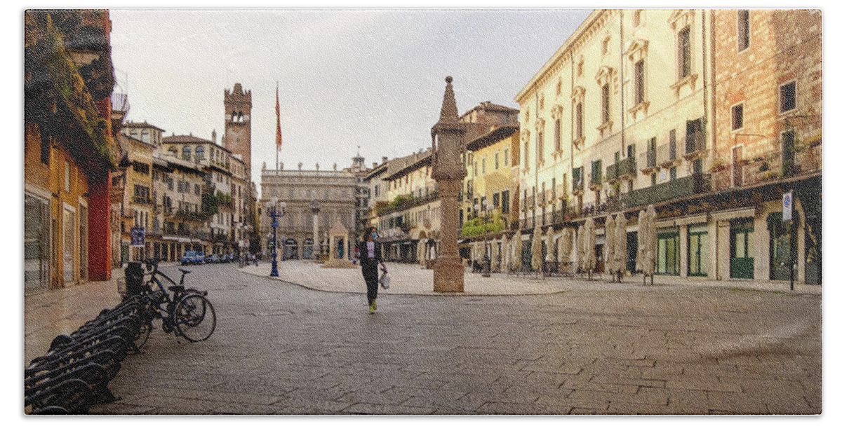 Italy Bath Towel featuring the photograph Piazza Erbe, Verona, Italy #4 by Alberto Zanoni